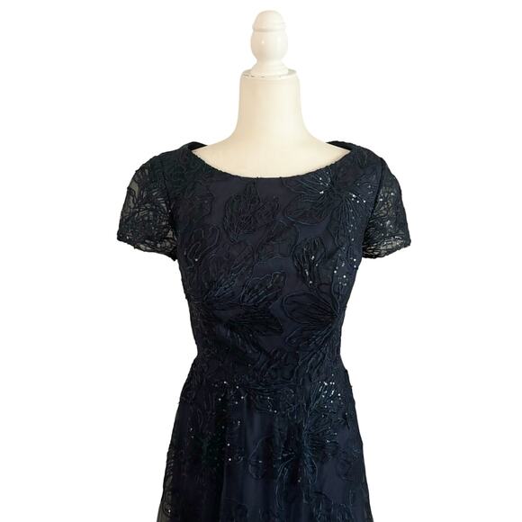 La Femme Sequin Floral Gown 6 Blue NEW - Picture 3 of 10